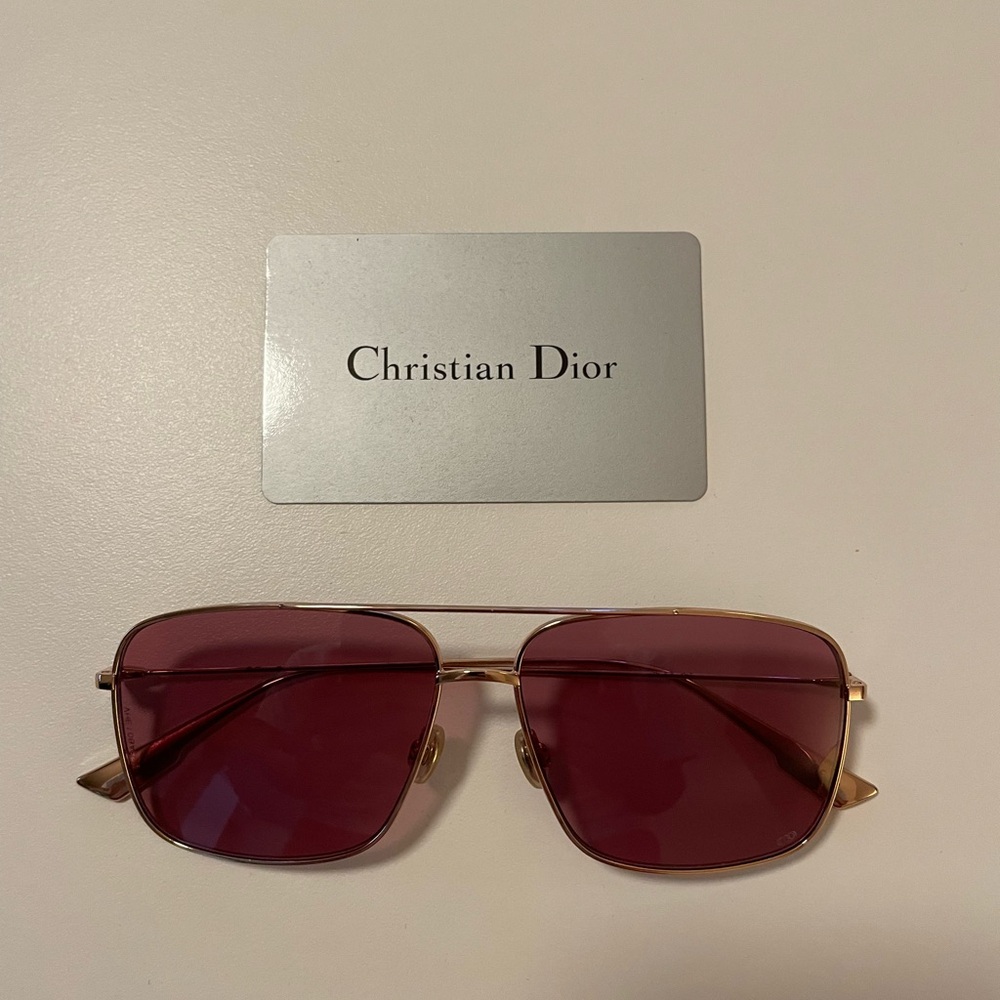 Dior Men's Sunglasses Gold Frame with Burgundy Lenses